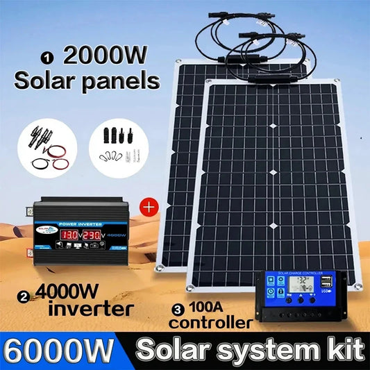 6000W Solar Panel Inverter Kit Solar Controller Waterpfoof Comping Solar Power 110V-220V Generation Intelligent Charging Board