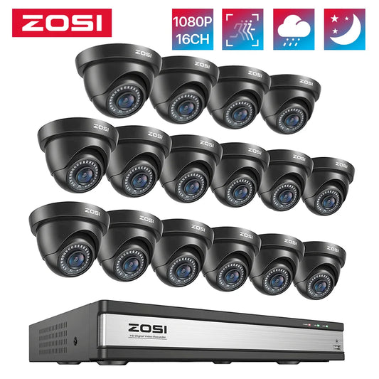 ZOSI 2MP Security Camera system 16CH H.265+ DVR Kit Motion Detection 1080P Home Outdoor CCTV Video Surveillance Set