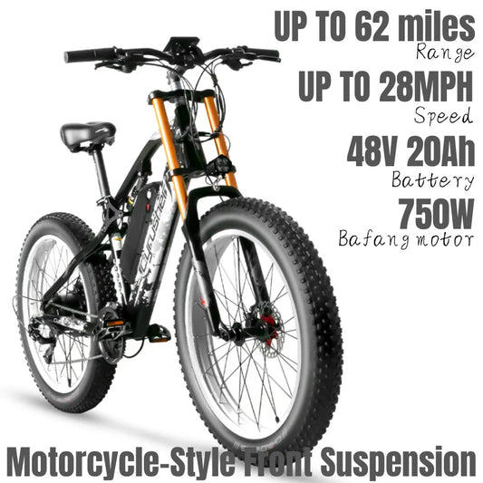 Cyrusher-XF900 Electric Dire Bikes for Men, Snow Mountain E-bike Battery, Fat Bike, Motorcycle, 750W, 48V, 17Ah, 20Ah