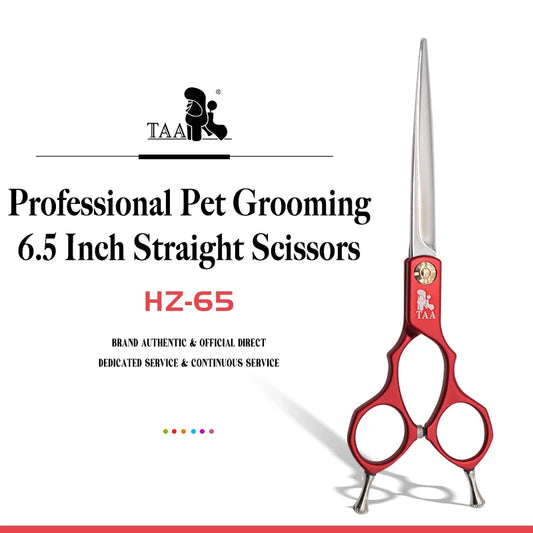 TAA Dog Scissors Grooming Pet Scissors for Dog Handmade Professional Shear 6.5" Ultra-Light Colorful Pet Straight Scissors HZ-65