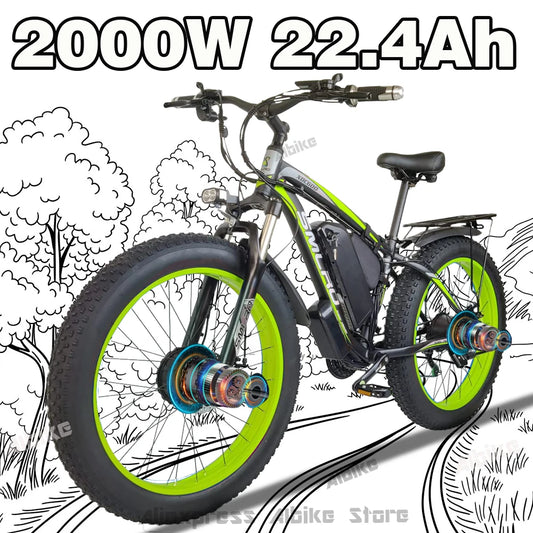 2000W Fat Tire Electric Bike for Adults Women Men 26Inch Dual Motor 48V 23AH Battery Ebikes Off-Road Mountain Electric Bicycle