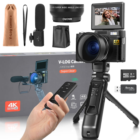 G-Anica Digital Camera, 4k Cameras for Photography, 48MP Vlogging Camera  Ideal Content Creator Kit-Microphone Travel Camera