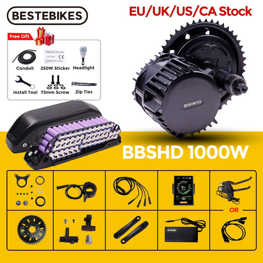1000W BBSHD BBS03 48V 52V Mid Drive Motor Ebike Conversion Kit 52V20AH Lithium Battery - mylifestyleneeds